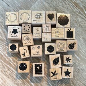 Lot of Stampin' Up! Wooden Craft Stamp Set - Black Ink Designs